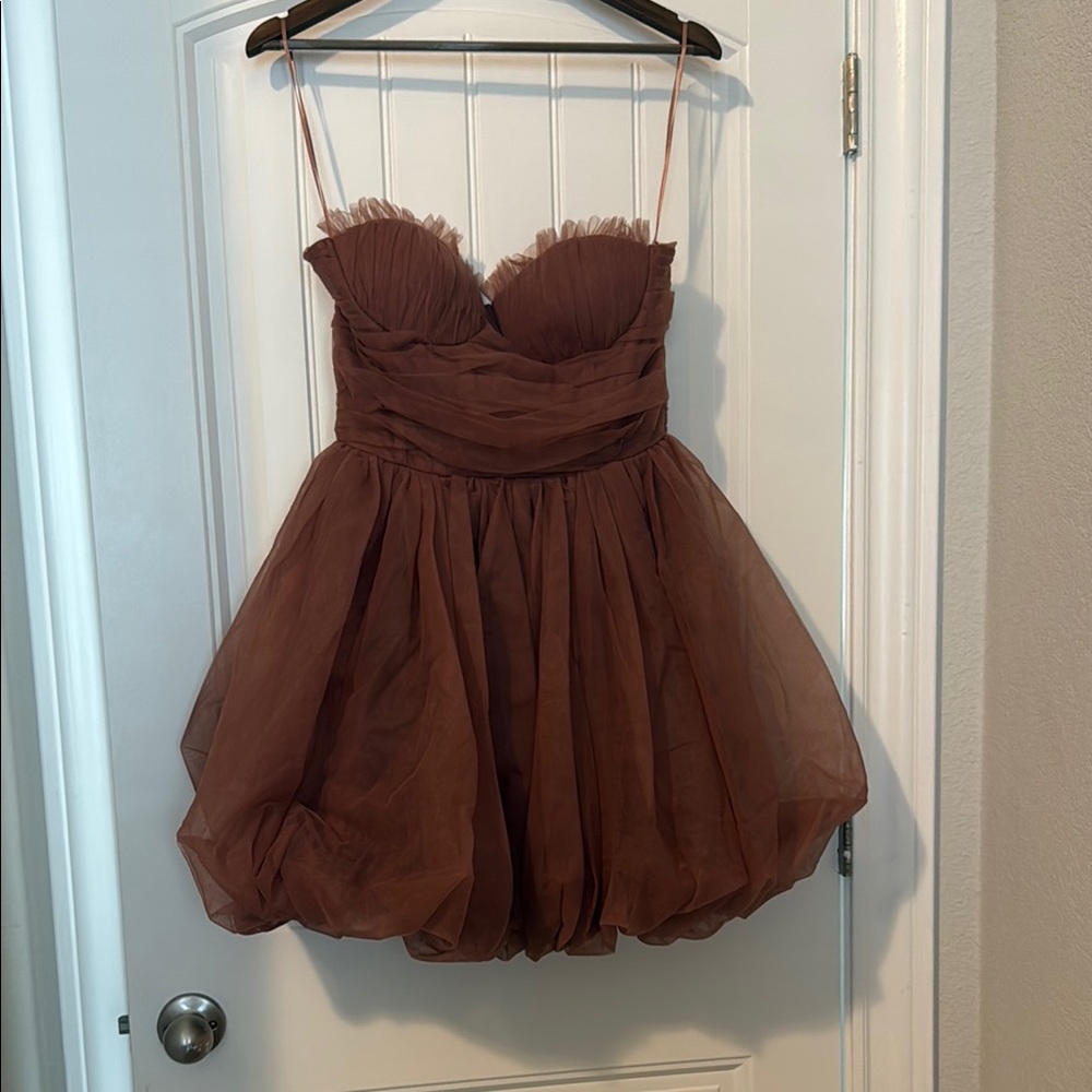 Nasty Gal Strapless Brown Dress
